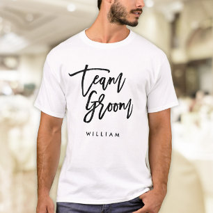 Camiseta Moda Pincel de moda Negro Script Team Groom