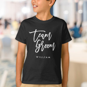 Camiseta Moda Pincel de moda White Script Team Groom