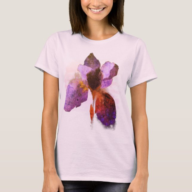 Camiseta Moda Pintura de flores de iris siberiana (Anverso)