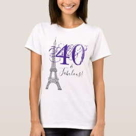 Camiseta Moda Púrpura 40 y fabulosa Torre Eiffel de París