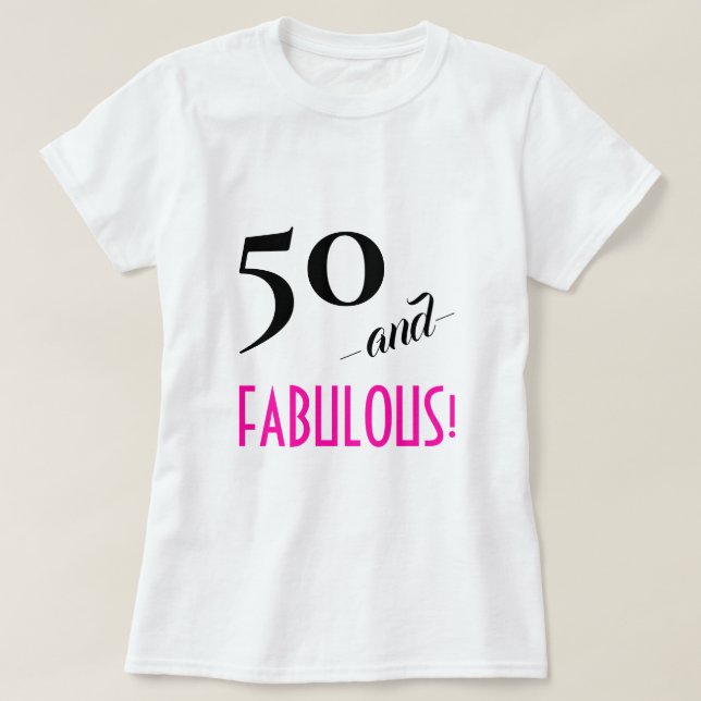 Camiseta ¡Moda retro 50 y FABULOSA! Pink caliente personali (Diseño del anverso)