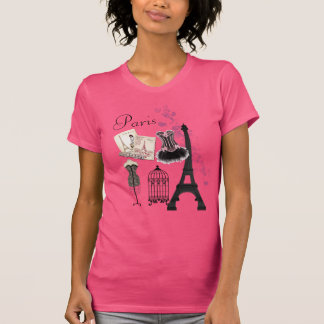Camiseta Moda romántica del vintage rosado femenino