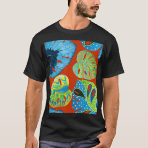 Camiseta Moda Tropical: Patrón de Leafy sin Marea.