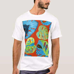 Camiseta Moda Tropical: Patrón de Leafy sin Marea.