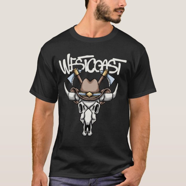 Camiseta Moda urbana de cráneo de vaca (Anverso)