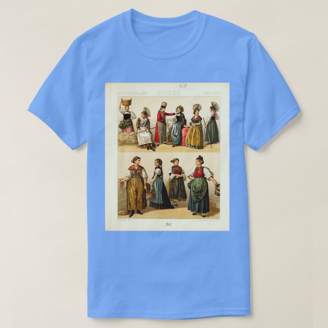 Camiseta Moda y estilo de vida suizos del siglo XVIII H (Diseño del anverso)