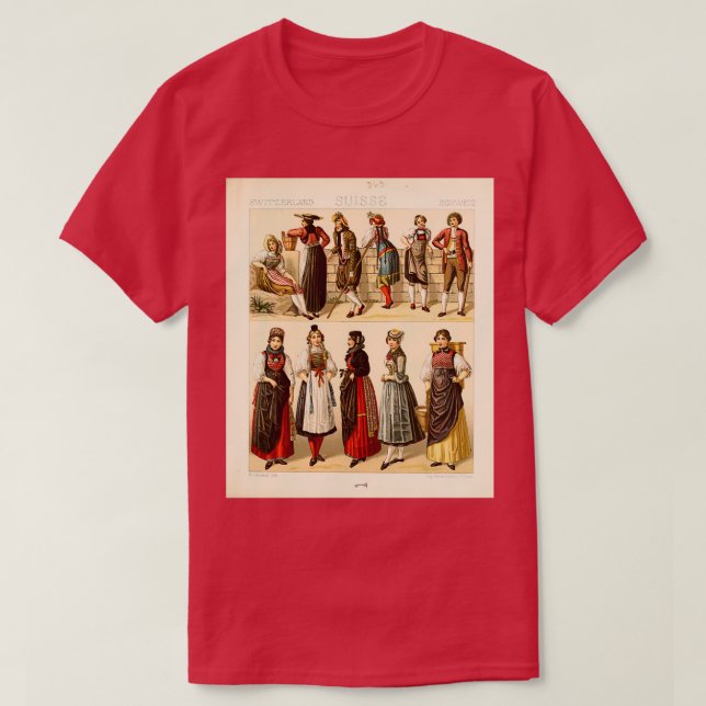 Camiseta Moda y estilo de vida suizos del siglo XVIII H (Diseño del anverso)