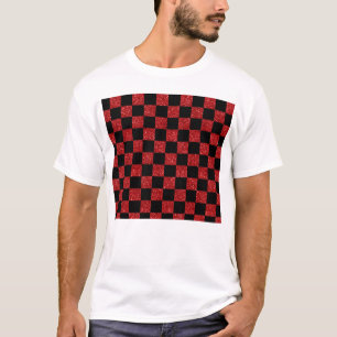 Camiseta Modelo a cuadros rojo y negro del purpurina