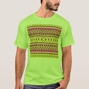 Camiseta Modelo azteca tribal rosado amarillo de neón de