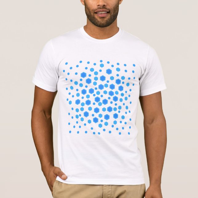 Camiseta Modelo azul de los hexágonos (Anverso)