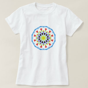 Camiseta modelo colorido abstracto del círculo