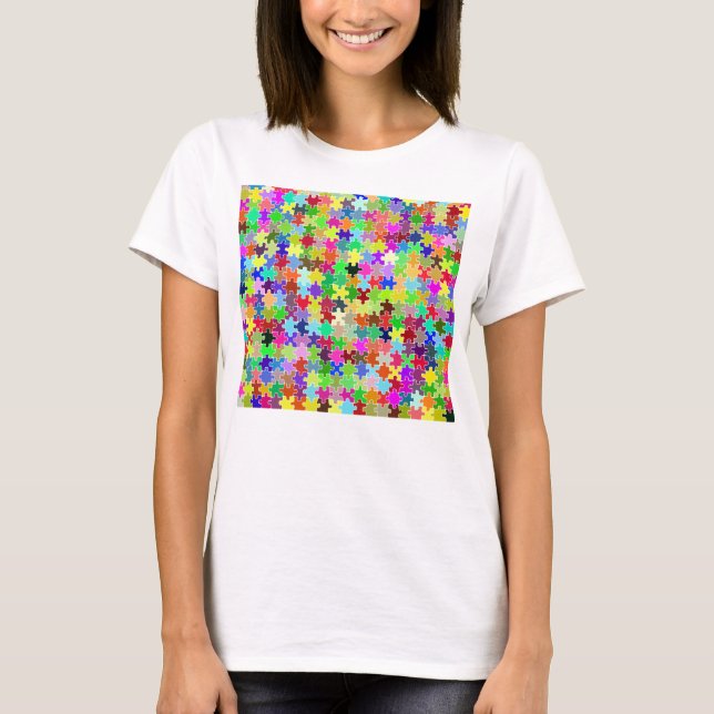 Camiseta Modelo colorido del rompecabezas (Anverso)