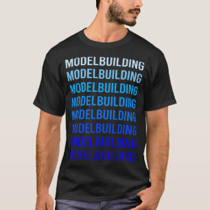 Camiseta Modelo de construcción de texto azul