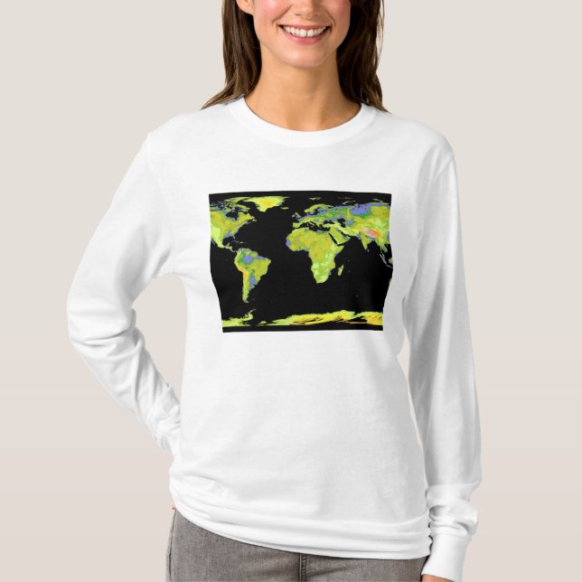 Camiseta Modelo de elevación digital de los continentes en  (Anverso)