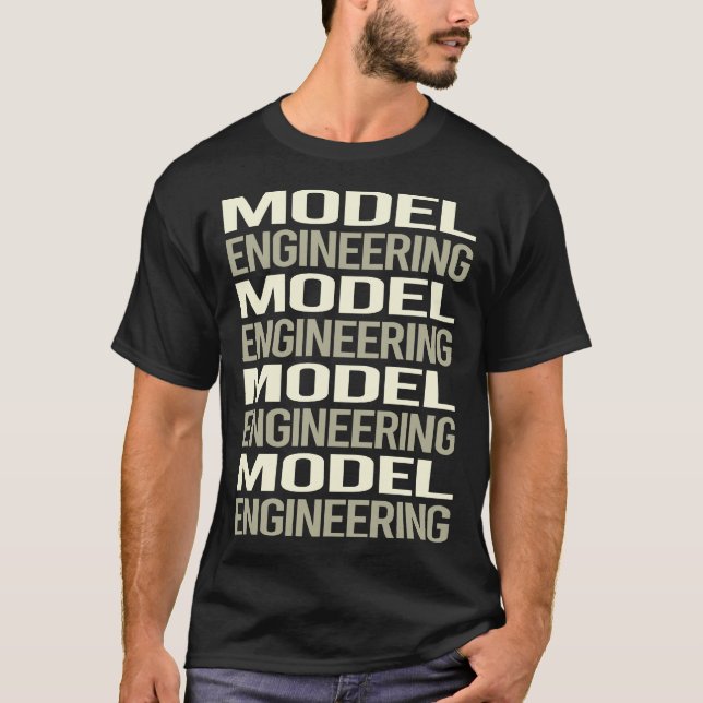 Camiseta Modelo de ingeniería de texto blanco Ingeniero (Anverso)