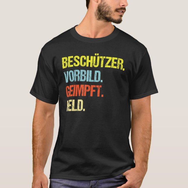 Camiseta Modelo de Protector Vacunado Héroe Vacunación (Anverso)