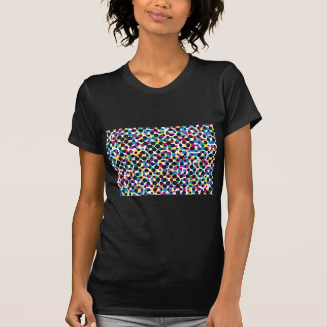 Camiseta modelo de punto de semitono abstracto de CMYK, (Anverso)