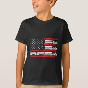 Camiseta Modelo de tren patriótico locomotora de bandera de