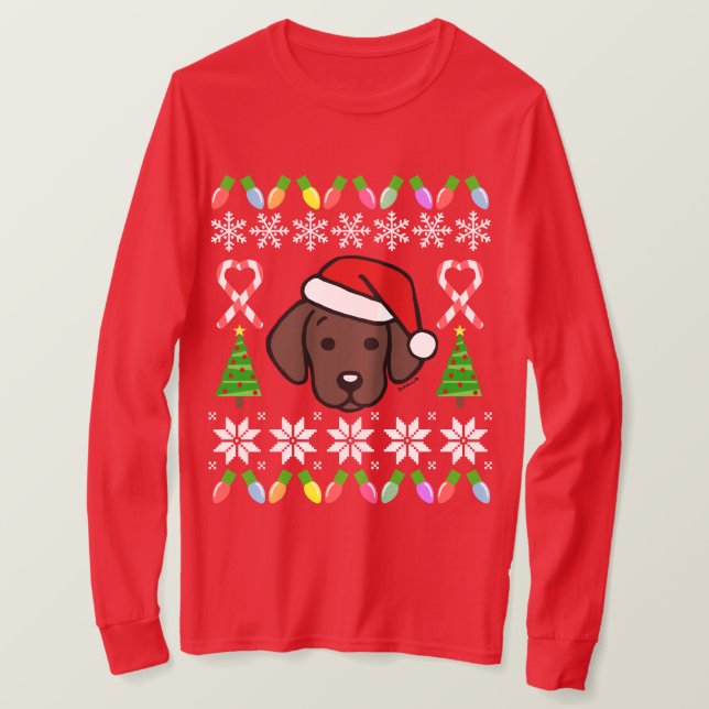 Camiseta Modelo del navidad del perrito de Labrador del (Anverso del diseño)