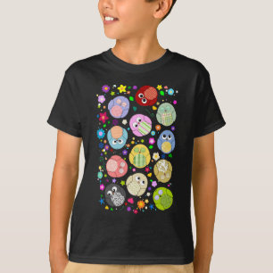 Camiseta Modelo lindo de los búhos y de flores