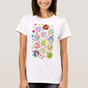 Camiseta Modelo lindo de los búhos y de flores