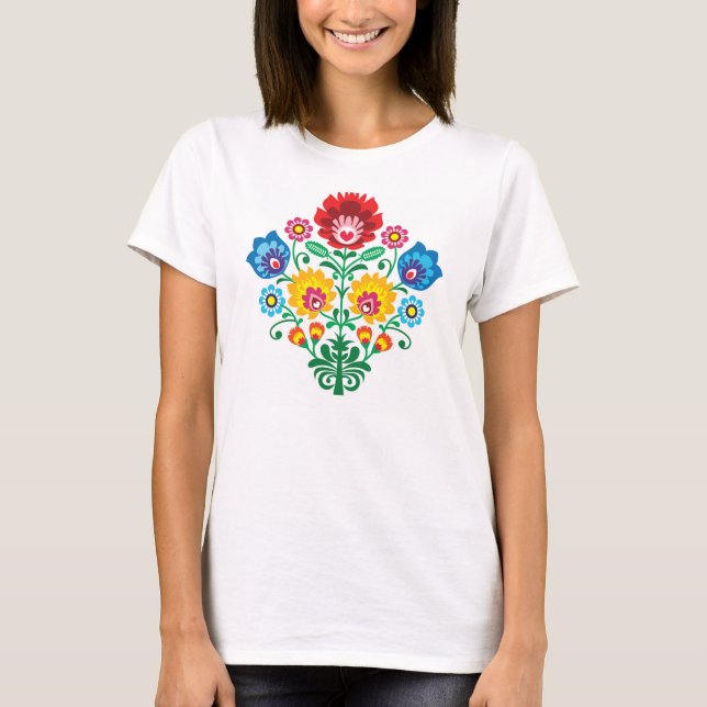 Camiseta Modelo popular floral polaco tradicional del (Anverso)