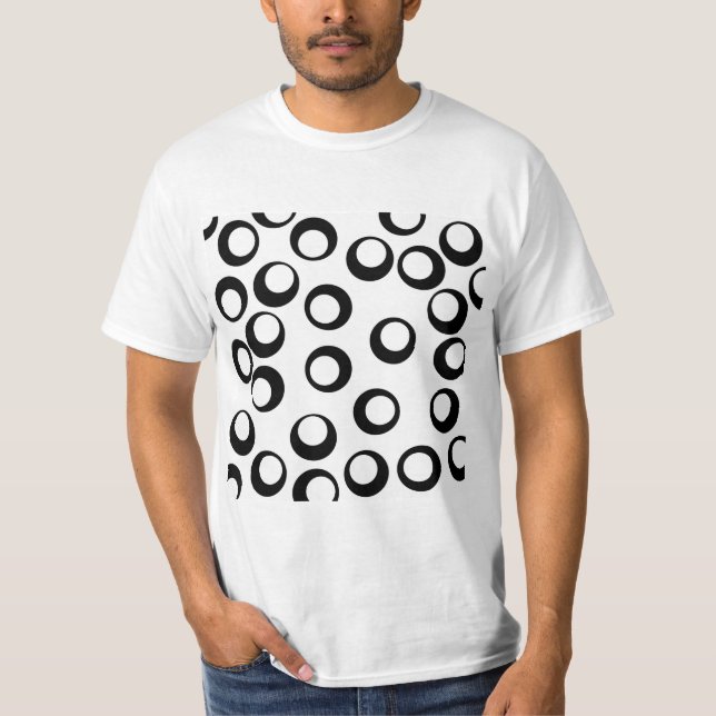 Camiseta Modelo retro blanco y negro de los círculos (Anverso)