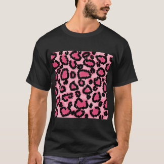 Camiseta Modelo rosado y negro del estampado leopardo