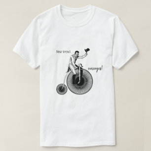 Camiseta Modelo T Penny Farthing Clásico Negro y Blanco