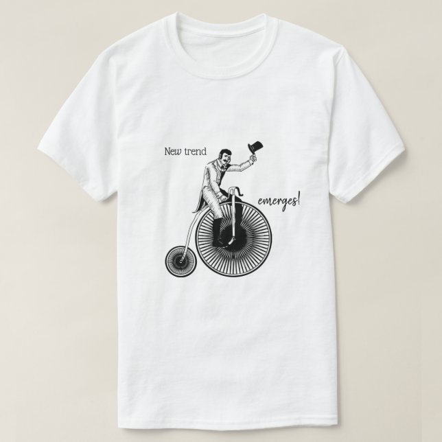 Camiseta Modelo T Penny Farthing Clásico Negro y Blanco (Diseño del anverso)