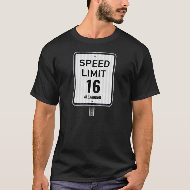 Camiseta Modern 16th Birthday Speed Sign (Anverso)