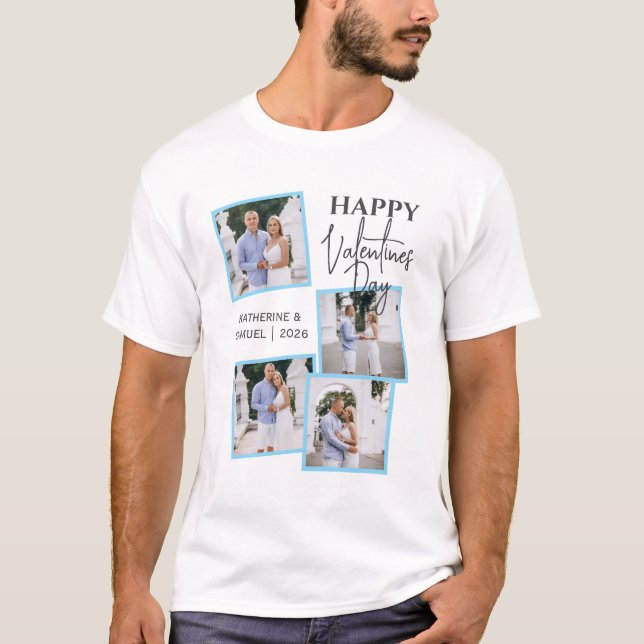 Camiseta Modern 4 Photo Collage Happy Valentine’s Day (Anverso)
