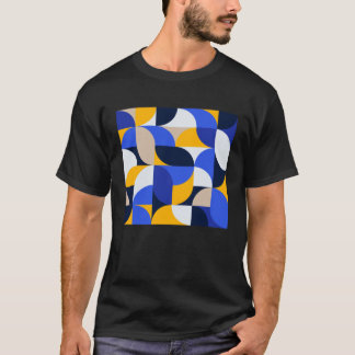 Camiseta Modern Abstract Arcs Pattern Blue Yellow Tessellat