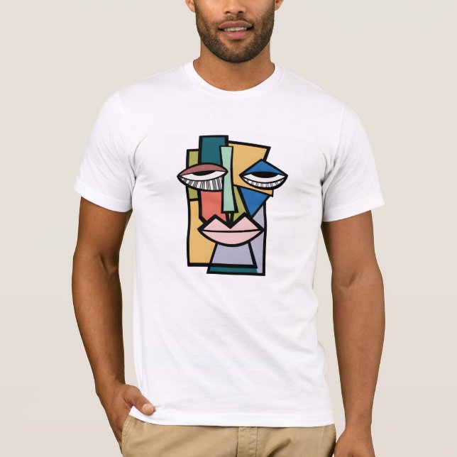 Camiseta Modern Abstract Cubist Face Illustration - Bold Ge (Anverso)
