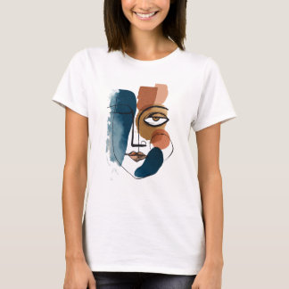 Camiseta Modern Abstract Geometric Face Boho Line Art