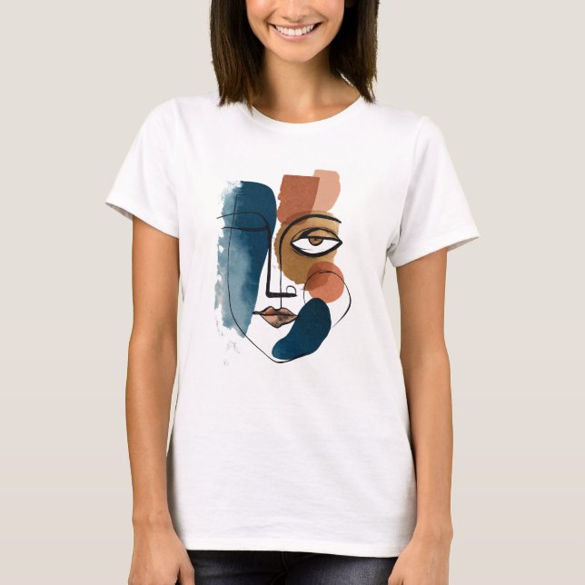 Camiseta Modern Abstract Geometric Face Boho Line Art (Anverso)