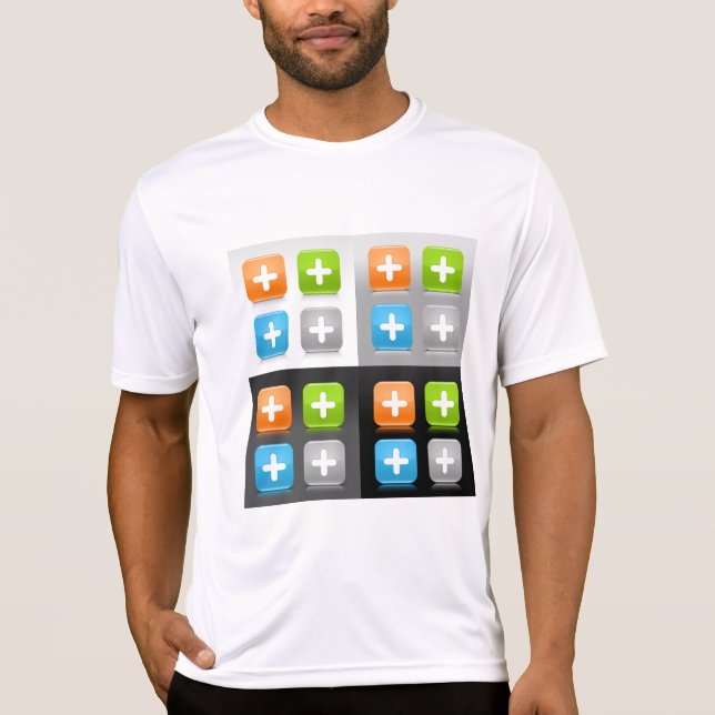 Camiseta Modern Addition Math Symbol Shiny Glassy Icons (Anverso)