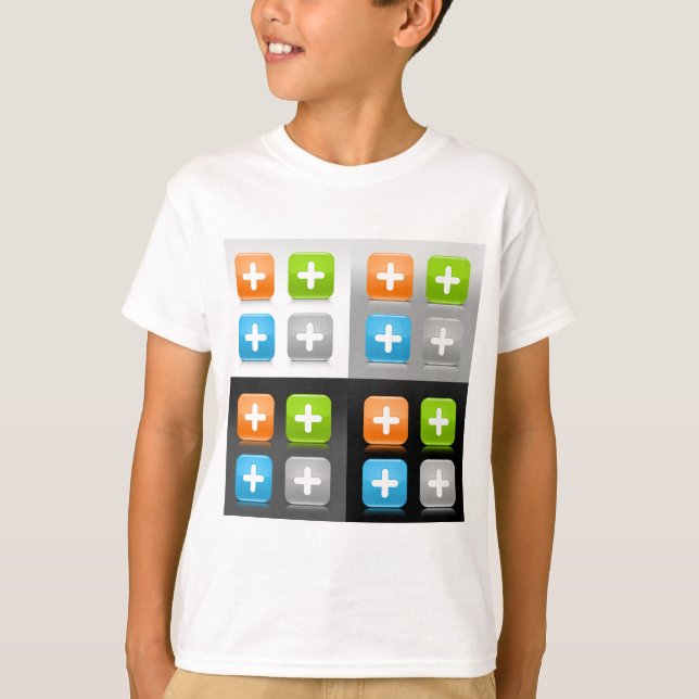 Camiseta Modern Addition Math Symbol Shiny Glassy Icons (Anverso)