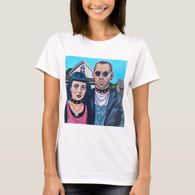 Camiseta Modern American Gothic Art - Grand Woods Inspired (Anverso)