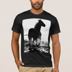 Camiseta Modern Black White Running Horse Pop Art Hombres