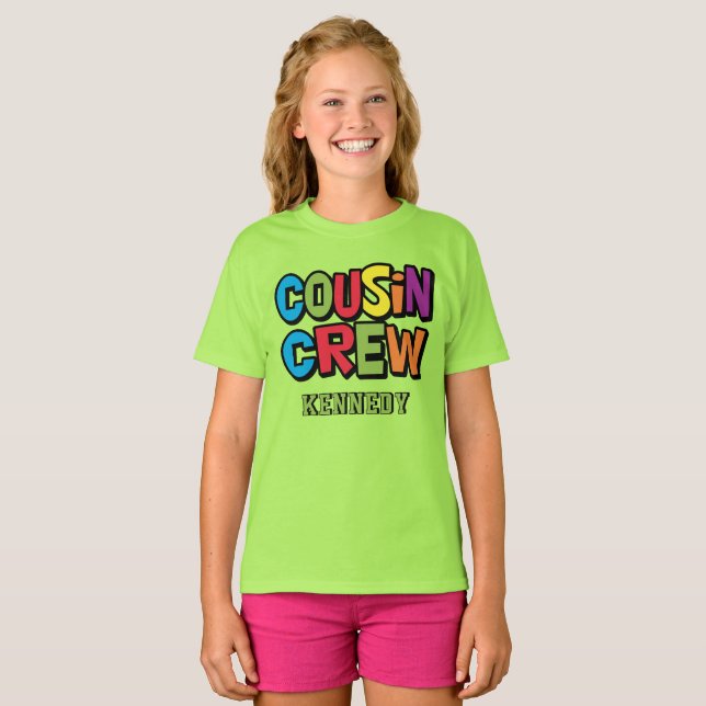 Camiseta Modern Bold Colorful Cousin Crew Family Reunion (Anverso completo)