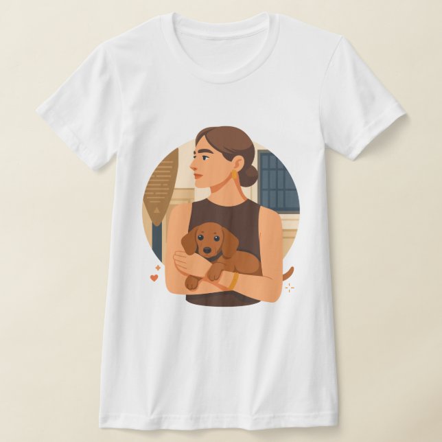 Camiseta Modern Dog Mom Aesthetic With Cute Puppy (Distribución)