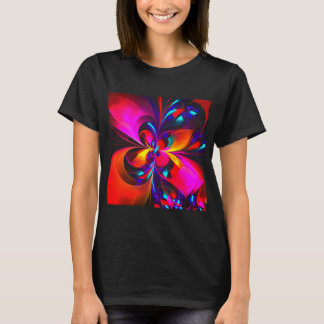 Camiseta Modern Floral Resumen Arte Patrón Azul Rojo #07
