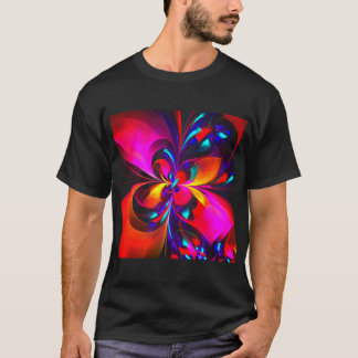 Camiseta Modern Floral Resumen Arte Patrón Azul Rojo #07