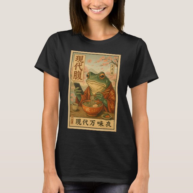 Camiseta Modern Frog Ramen – Estilo Japonés Retro (Anverso)