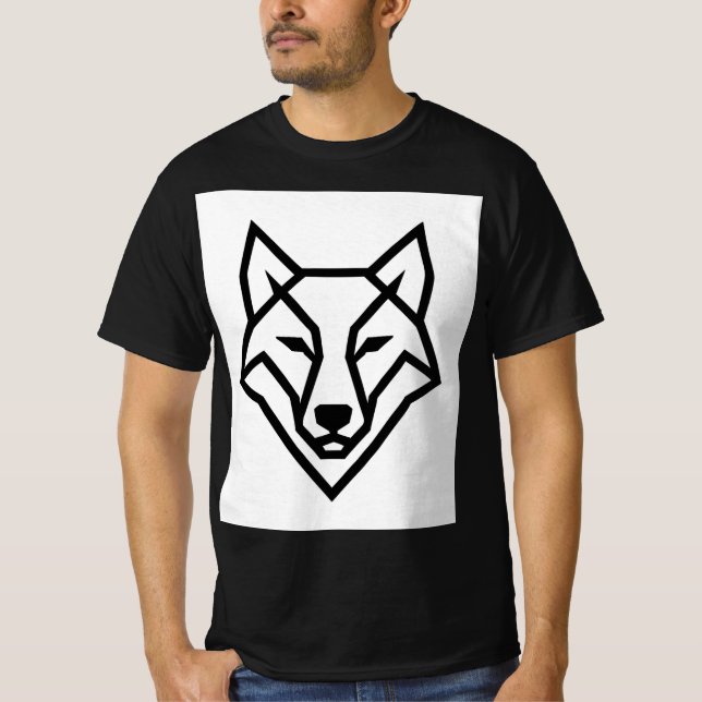 Camiseta Modern Geometric Wolf Head Minimalist Line Art T-S (Anverso)