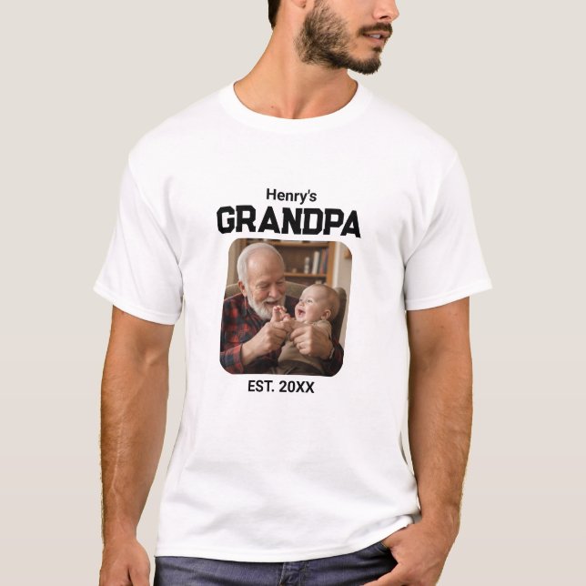 Camiseta Modern Grandpa Established Est. Name Year Photo (Anverso)