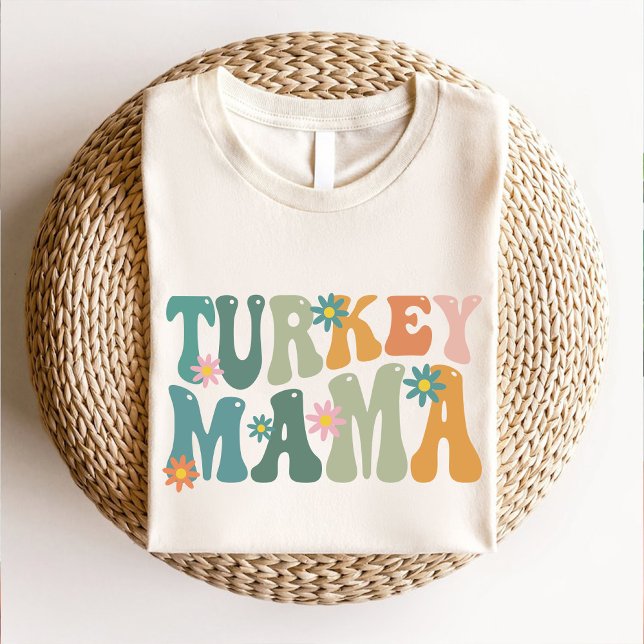 Camiseta Modern Groovy Turkey Mama Thankending (Modern Groovy Turkey Mama Thanksgiving T-Shirt)