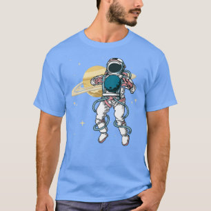 Camiseta Modern Hand Drawn Funny Astronaut Hold the Planet