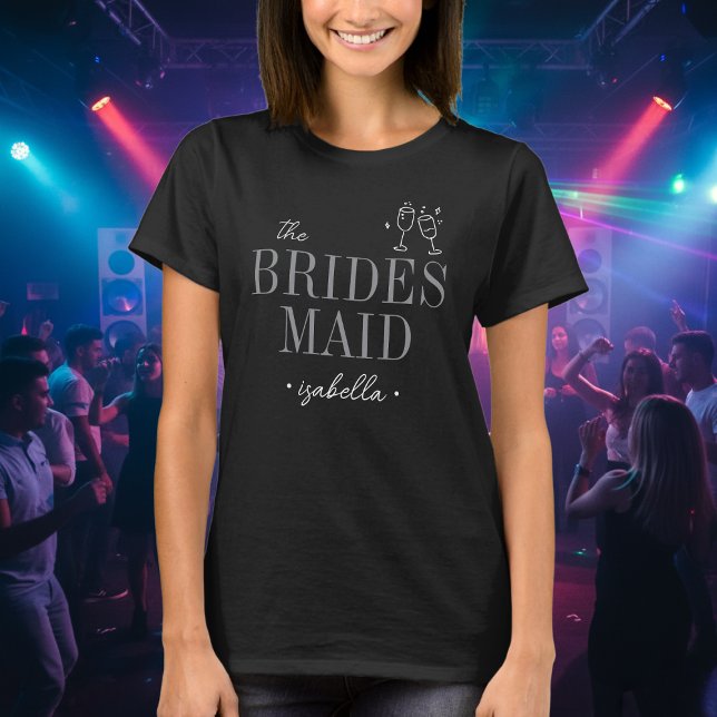 Camiseta Modern Minimalist Bridesmaid Script Bachelorette (Subido por el creador)